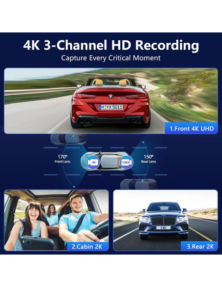 Cámara Dash 4K RUILIXIN Doble con GPS y Wi-Fi 64GB