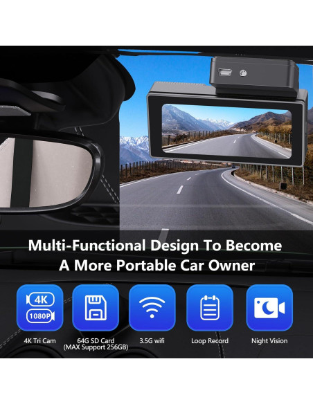 Cámara Dash 4K RUILIXIN Doble con GPS y Wi-Fi 64GB