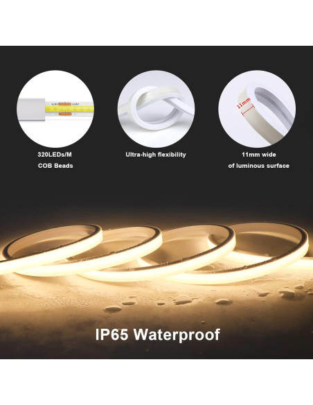 Tira de LED COB 5M CHNMALITAI Impermeable Regulable Luz Cálida