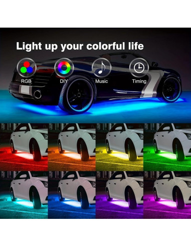 Luces LED de Iluminación Inferior Sxlofty 4 Pcs Multicolor APP