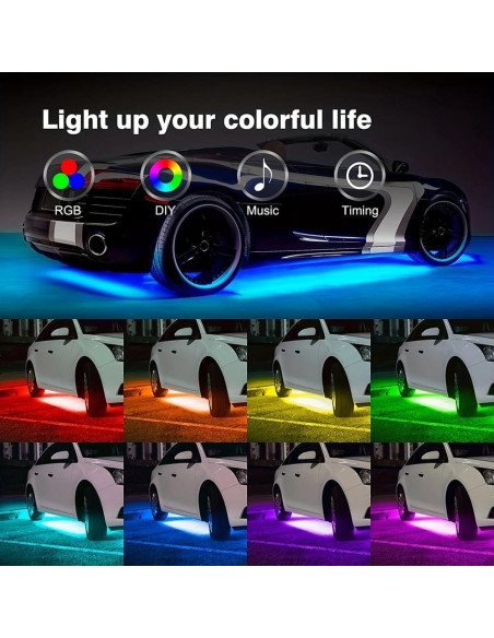 Luces LED de Iluminación Inferior Sxlofty 4 Pcs Multicolor APP