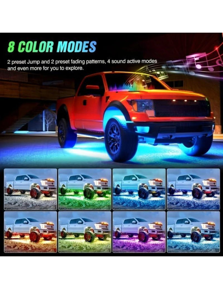 Luces LED de Iluminación Inferior Sxlofty 4 Pcs Multicolor APP