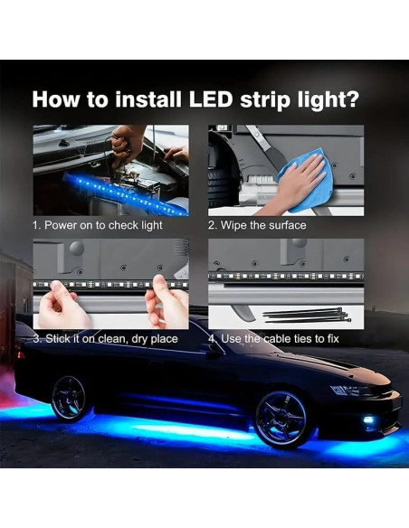 Luces LED de Iluminación Inferior Sxlofty 4 Pcs Multicolor APP