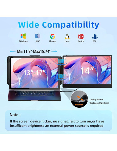 Extensor de Pantalla Portátil BKVOO S1 14" FHD 1080P USB-C HDMI