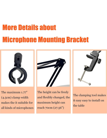 Soporte de Montaje para Micrófono Brazo Ajustable AL244076