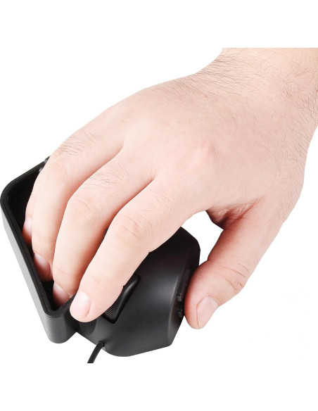 Ratón Óptico Ergonómico FinCurv USB con Cable - Negro