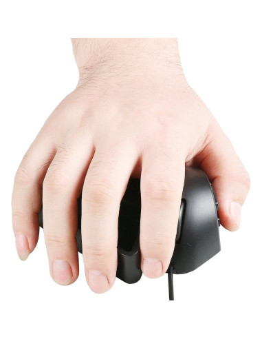 Ratón Óptico Ergonómico FinCurv USB con Cable - Negro