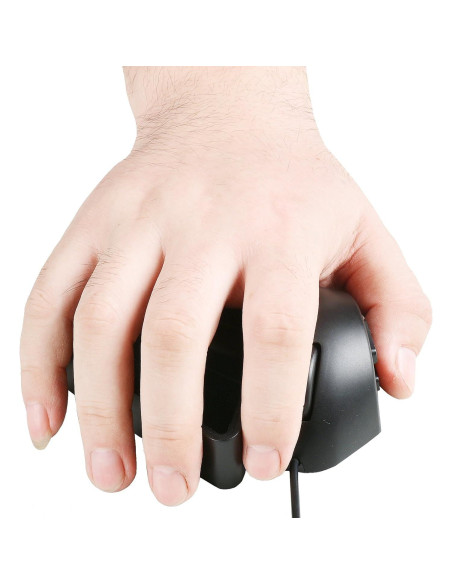 Ratón Óptico Ergonómico FinCurv USB con Cable - Negro