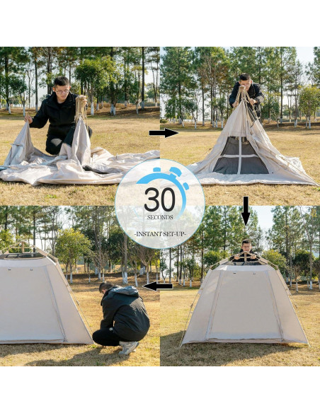 Carpa de Camping Instantánea KAZOO 4 Personas Oxford Caqui Carpa de Camping Instantánea KAZOO 4 Personas Oxford Caqui