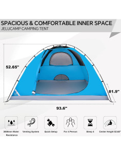 Tienda de Camping JELUCAMP JLP-TENT-8847 para 1-4 Personas 2
