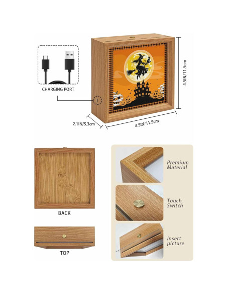 Caja de Luz Nocturna Táctil de Madera XEIN 11.5cm LED USB