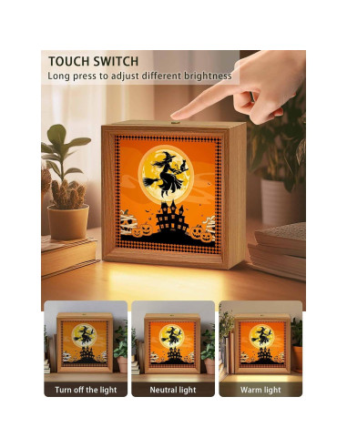 Caja de Luz Nocturna Táctil de Madera XEIN 11.5cm LED USB