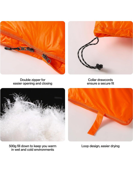 Saco de dormir ultraligero ShinHye 500g plumón 4-15C