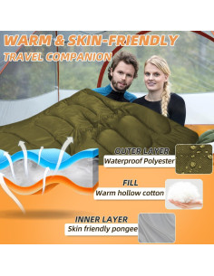 Saco de dormir doble Zenicham para 2 personas - 220x150 cm 2