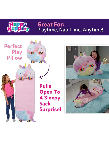 Happy Nappers Almohada y Saco de Sueño Mediano Unicornio 1.37m