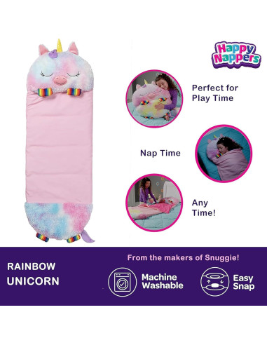 Happy Nappers Almohada y Saco de Sueño Mediano Unicornio 1.37m