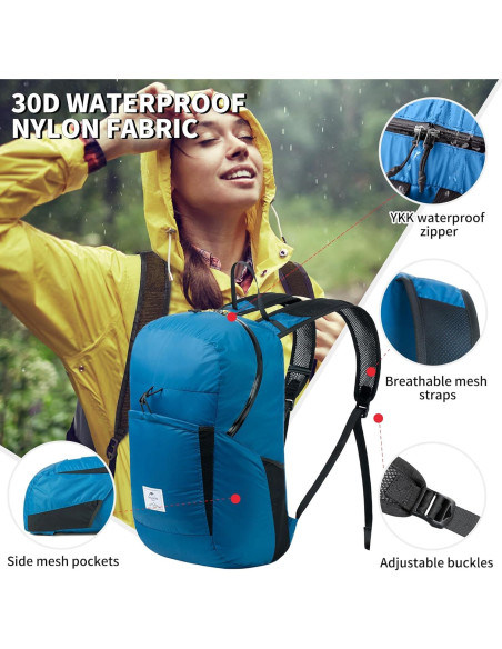 Mochila Ligera Impermeable Naturehike 22L Azul para Senderismo Mochila Ligera Impermeable Naturehike 22L Azul para Senderismo