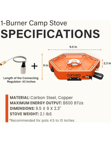 Estufa de Camping Cofiyard 1 Quemador Portátil 2.53 kW
