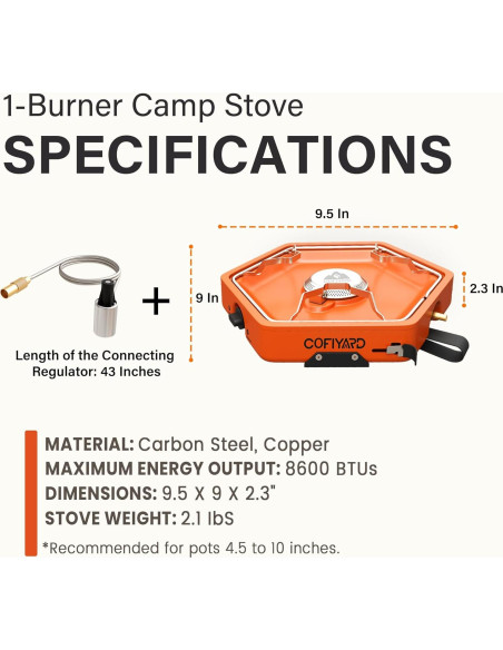 Estufa de Camping Cofiyard 1 Quemador Portátil 2.53 kW