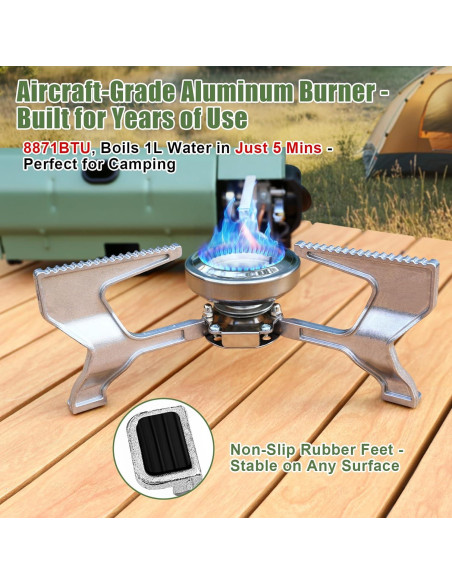 Estufa de Camping Portátil Hisencn 2600W Plegable y Compacta