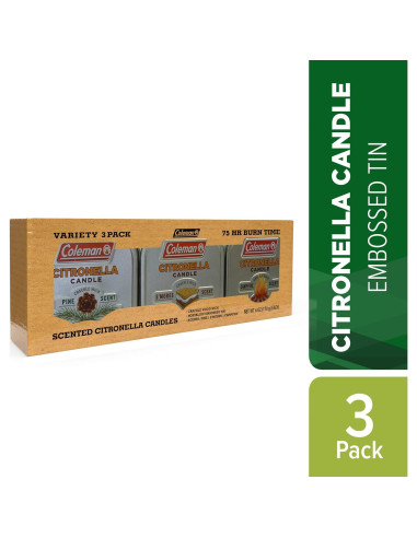 Paquete de 3 Velas Aromatizadas y Lámpara de Citronela Coleman