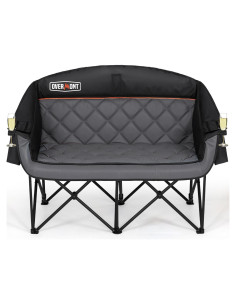 Silla de Camping Doble Overmont - Sofá Negro para 2 Personas