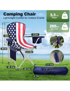 Sillas de Camping Plegables VTOY con Bolsa de Enfriamiento - 2 Unidades 2