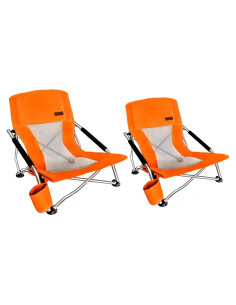 Silla de Playa Plegable Nice C - Juego de 2 Naranja, 300 lbs