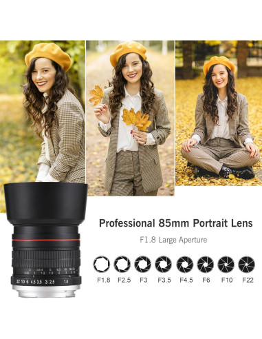 Lente de cámara 85mm F1.8 Camnoon para Canon EOS