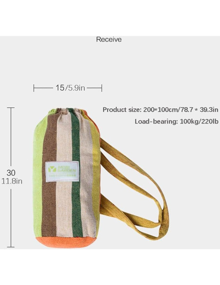 Hamaca Liudan de Algodón Individual 200x100 cm para Camping