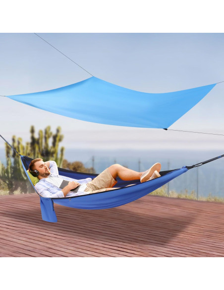 Hamaca de Camping LOHISHILO Azul 2.9x1.4m 200kg Resistente