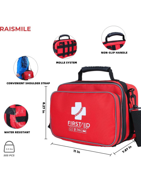 Kit de Primeros Auxilios Raismile 505 Piezas - Médico para Hogar y Viajes Kit de Primeros Auxilios Raismile 505 Piezas - Médico para Hogar y Viajes
