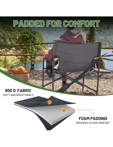 Silla de Camping Plegable Timber Ridge XXL Gris 227 kg