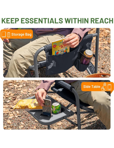 Silla de Camping Plegable Timber Ridge XXL Gris 227 kg