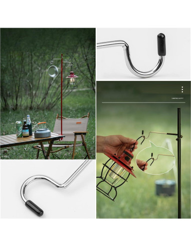 4 Ganchos Soporte de Lámpara Camping SquEqu Acero Inoxidable