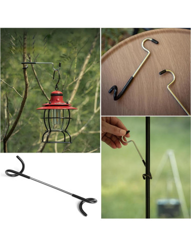 4 Ganchos Soporte de Lámpara Camping SquEqu Acero Inoxidable