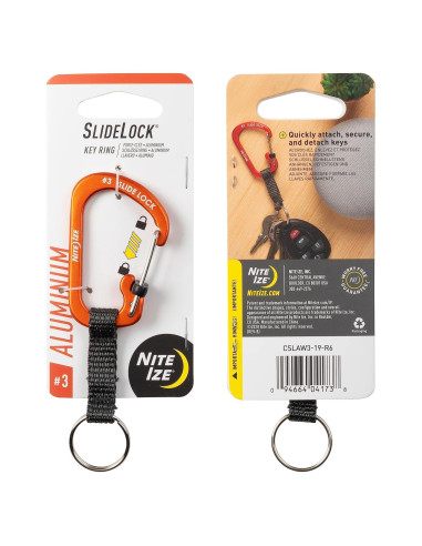 Llavero Mosquetón Nite Ize SlideLock Aluminio Naranja
