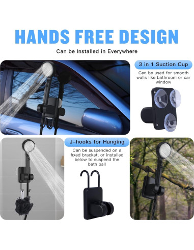 Ducha de Camping Portátil Spopal - Batería 10000mAh, 5 Velocidades, IPX8