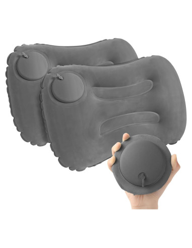 2 Almohadas Inflables para Camping Vivikivi 43x28x10 cm Gris