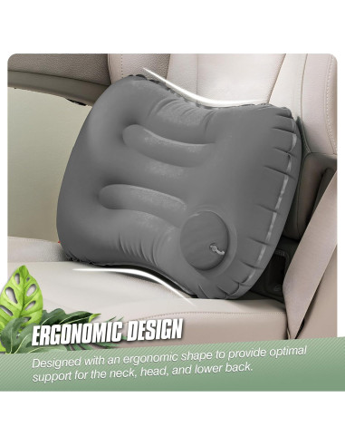 2 Almohadas Inflables para Camping Vivikivi 43x28x10 cm Gris