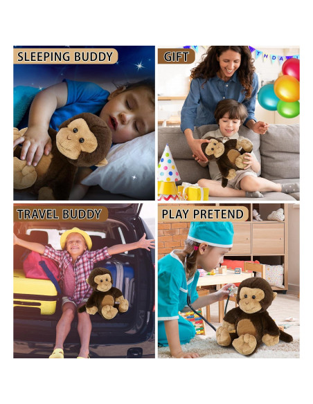 Mono de Peluche DolliBu Marrón 23 cm - Juguete Suave para Niños