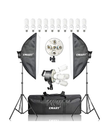 Kit de Iluminación Fotográfica EMART Softbox 2 Pack 45W 5500K