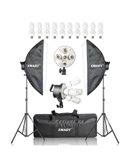Kit de Iluminación Fotográfica EMART Softbox 2 Pack 45W 5500K