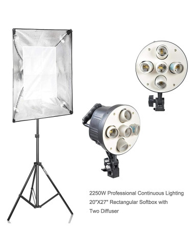 Kit de Iluminación Fotográfica EMART Softbox 2 Pack 45W 5500K