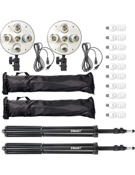 Kit de Iluminación Fotográfica EMART Softbox 2 Pack 45W 5500K