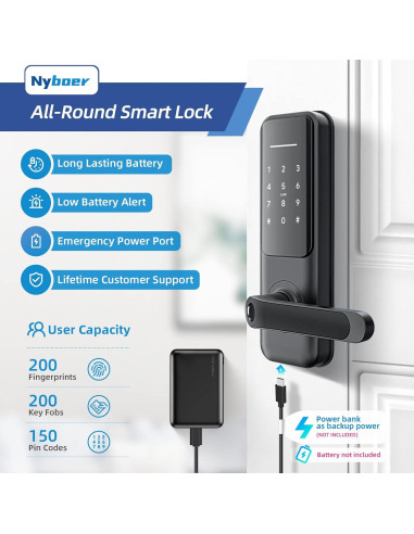 Cerradura Inteligente Nyboer NY-H3B-PLUS con Huella Dactilar