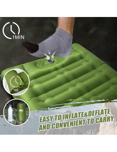 Almohadilla de Camping Inflable BQA 10 cm Grosor Amarillo Militar