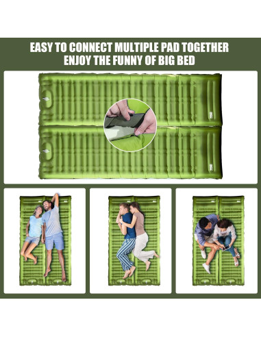 Almohadilla de Camping Inflable BQA 10 cm Grosor Amarillo Militar