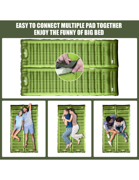 Almohadilla de Camping Inflable BQA 10 cm Grosor Amarillo Militar