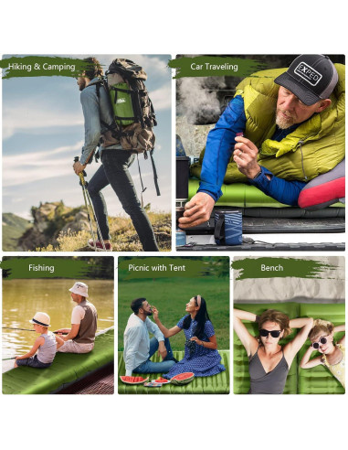 Almohadilla de Camping Inflable BQA 10 cm Grosor Amarillo Militar